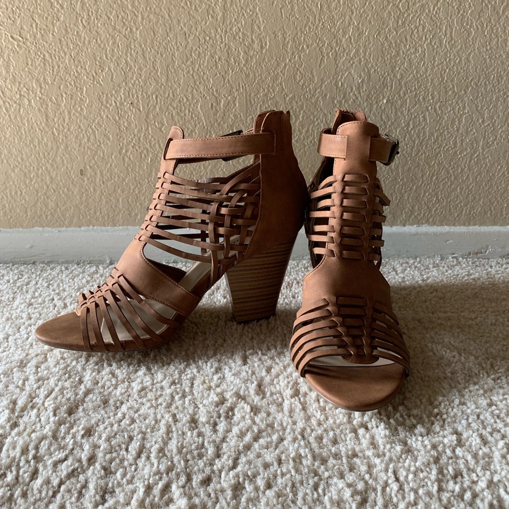 Tan Caged Heel Sandal